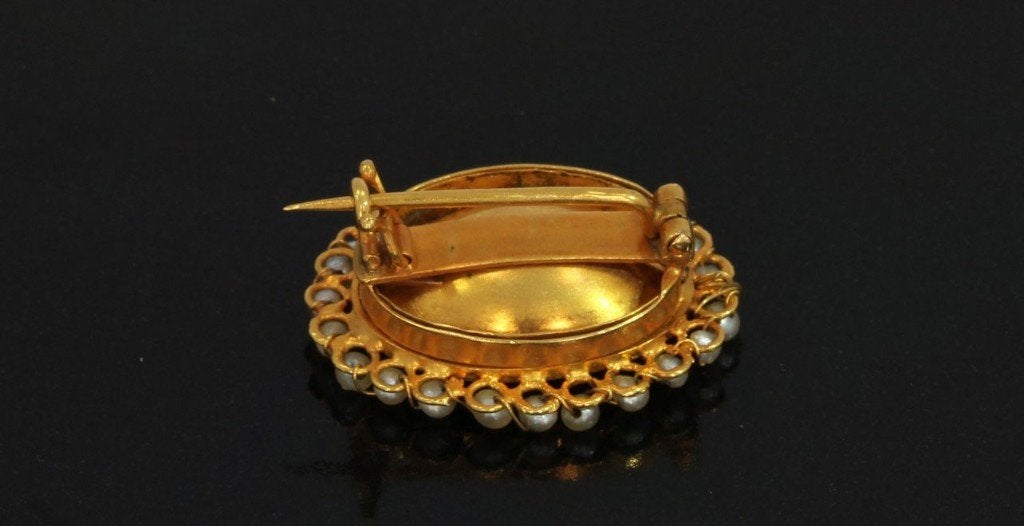 Natuurlijke parels 14k gouden broche antiek ca. 1840 citrien, Sieraden, Tassen en Uiterlijk, Ophalen of Verzenden, Goud, Broche