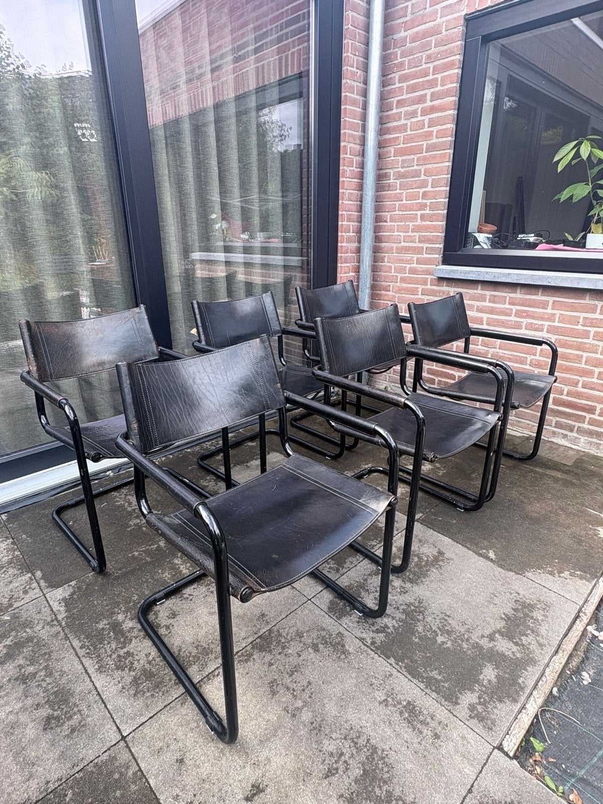 Vintage eetkamerstoelen ,  Jox Interni zwart buisframe, Ophalen, Gebruikt, Zwart, Jaren 70 vintage/Bauhaus-design