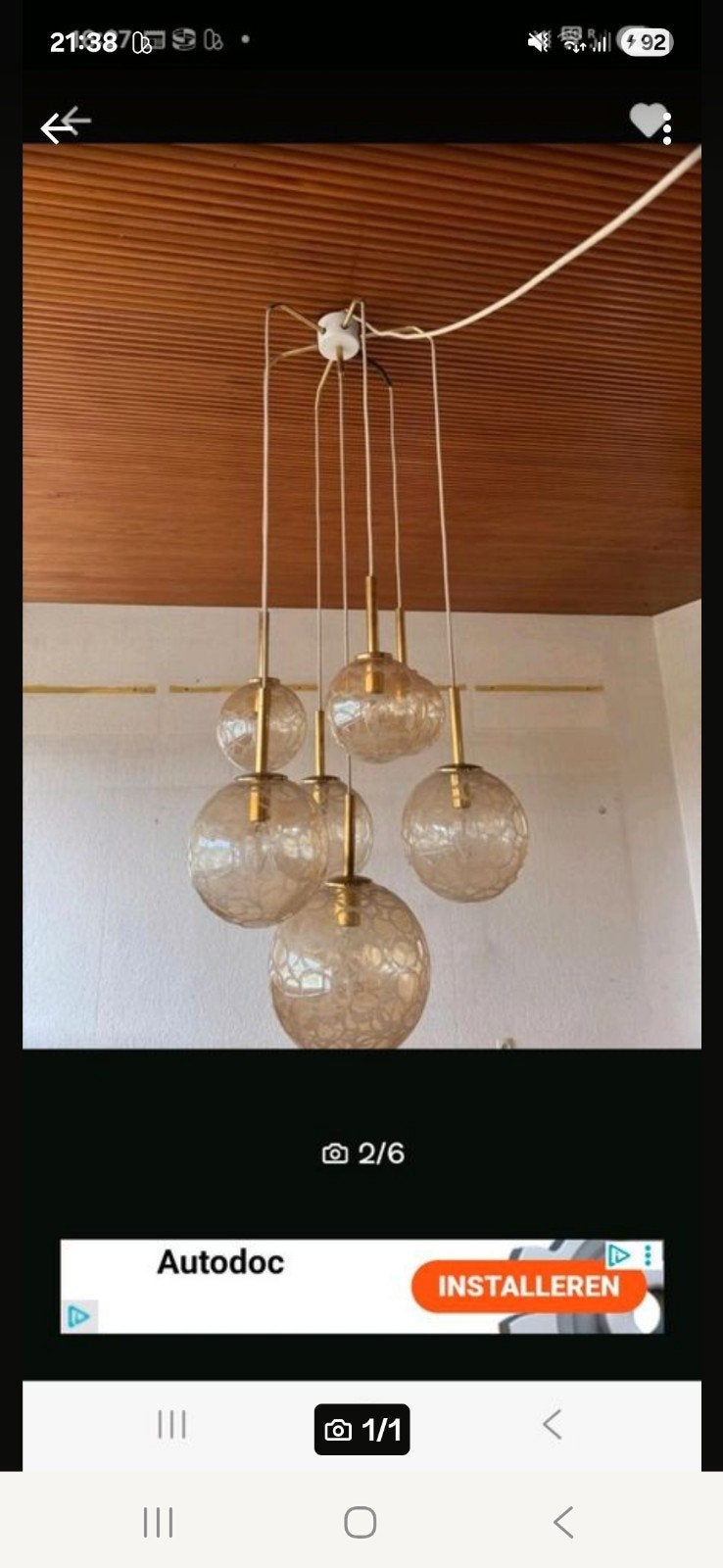 70er jaren Hanglamp, Ophalen