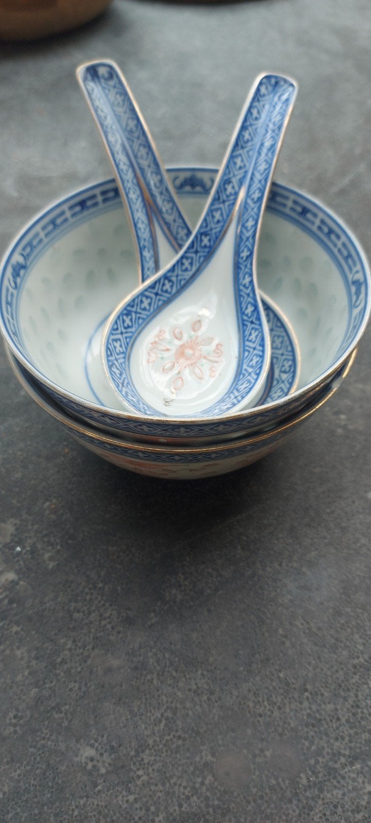 rijstkommetjes met lepels uit Indonesië, Antiek en Kunst, Ophalen of Verzenden