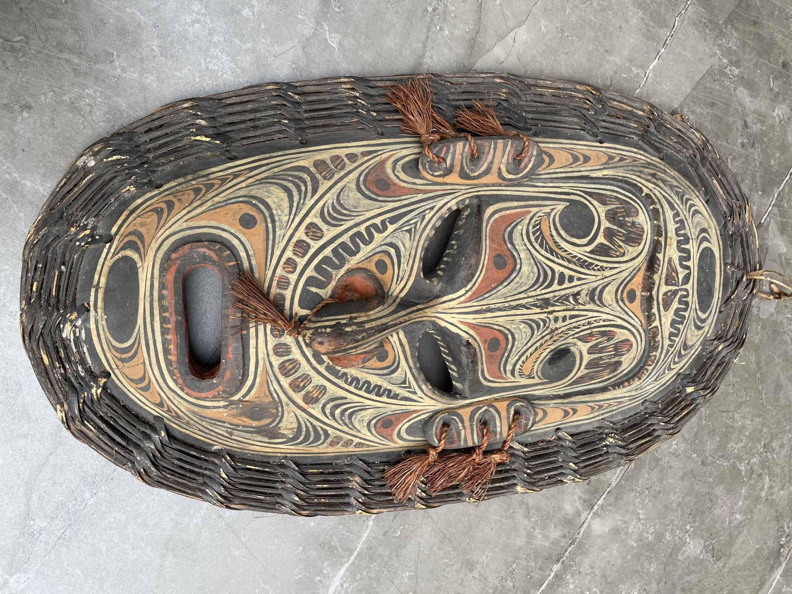 Vintage Houten Masker - Sepik River Papoea-Nieuw-Guine, Masker, Papoea-Nieuw-Guinea, Handgemaakt, 60 cm