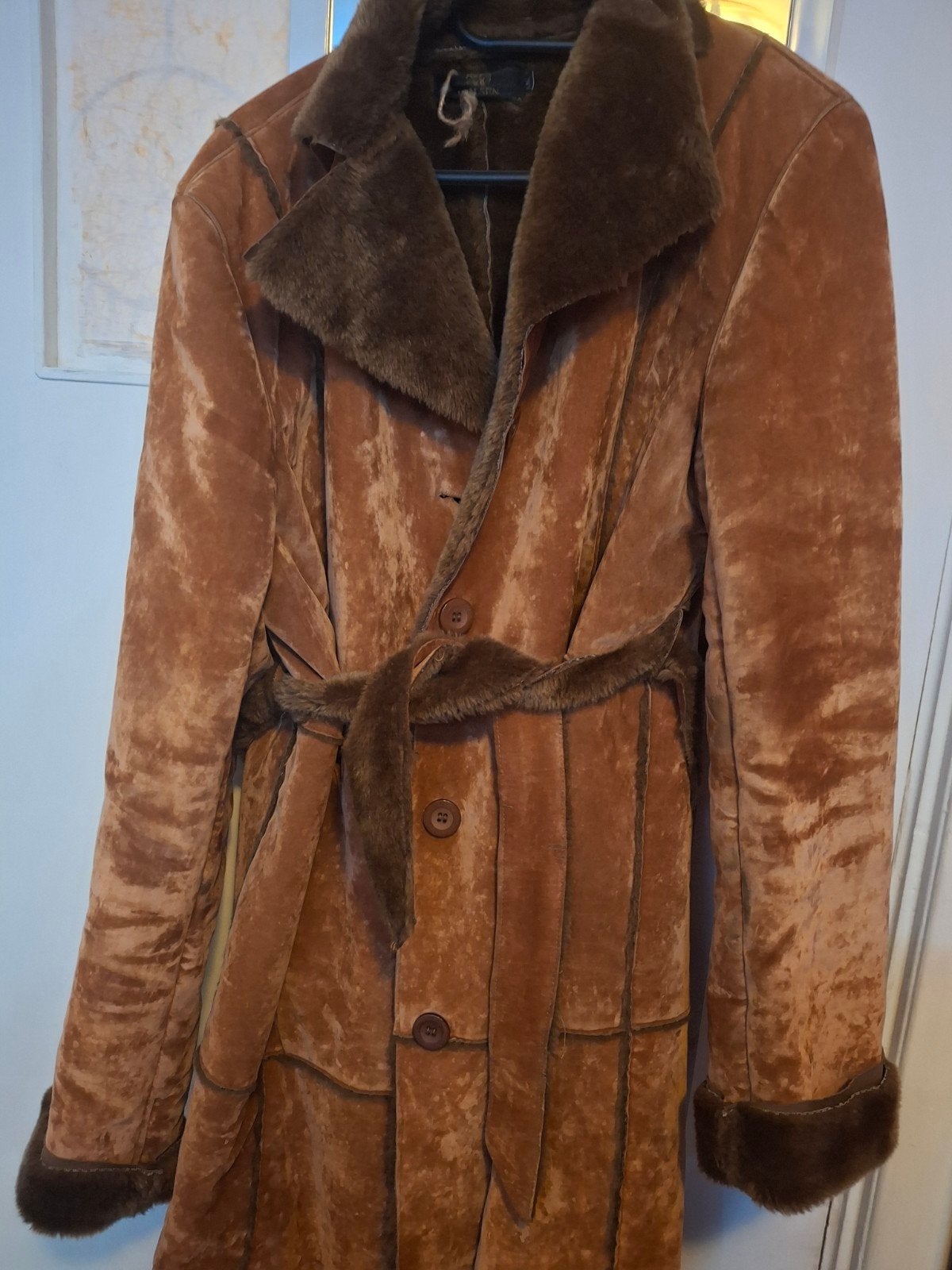 Vintage jas - Bruine suède look met teddy voering, Bruin, Maat 46/48 (XL) of groter, Ophalen of Verzenden, Onbekend