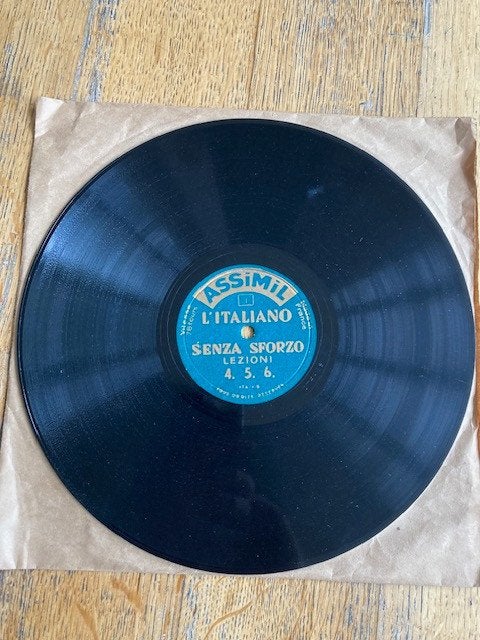 Vintage 78 toeren platen, complete taalcursus Italiaans, Ophalen, Voor 1960, Gebruikt, Overige formaten