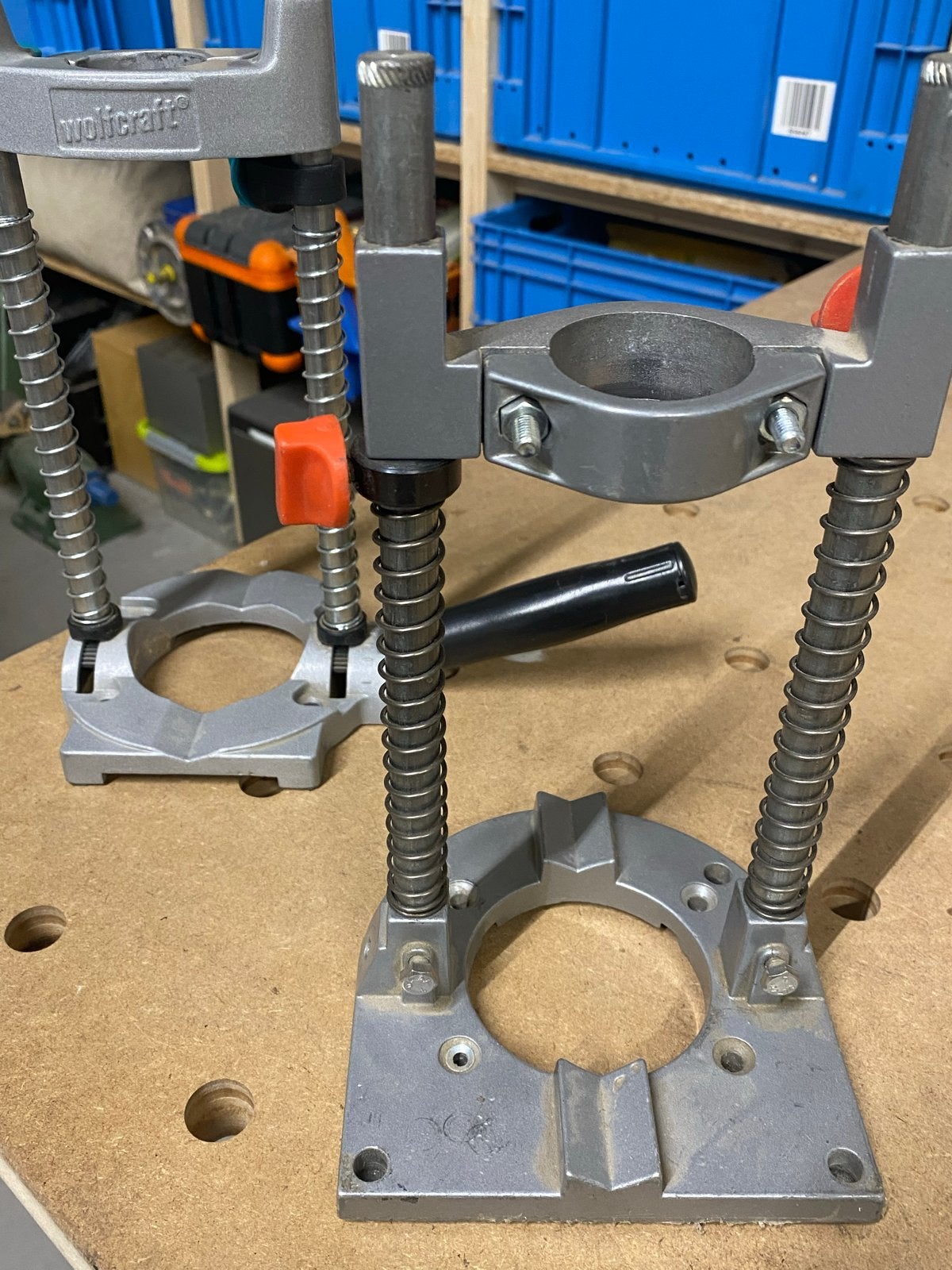 2x Wolfcraft Boorstandaard - Gebruikt maar in goede staat, Doe-het-zelf en Verbouw, Gereedschap | Boormachines, Ophalen of Verzenden