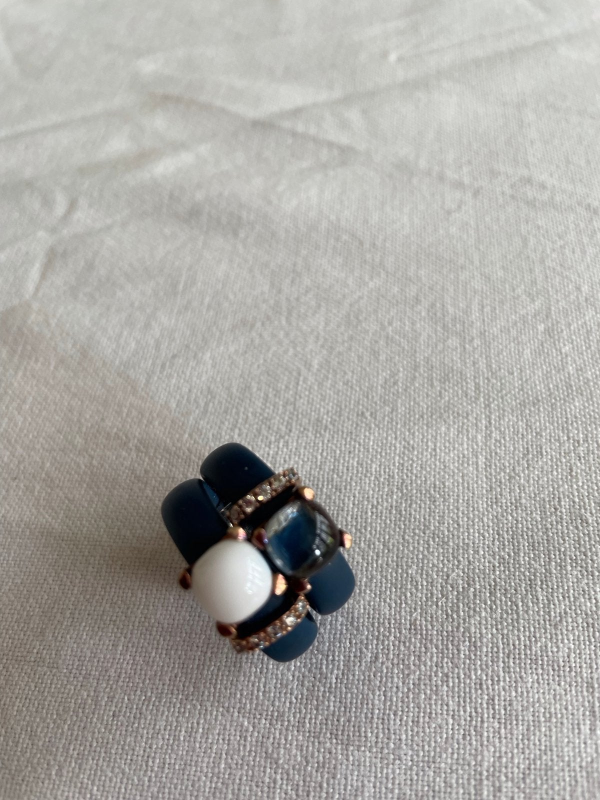 Moderne Mi Moneda ring, Sieraden, Tassen en Uiterlijk, Ringen, Overige materialen, Gebruikt, Blauw, Ophalen of Verzenden
