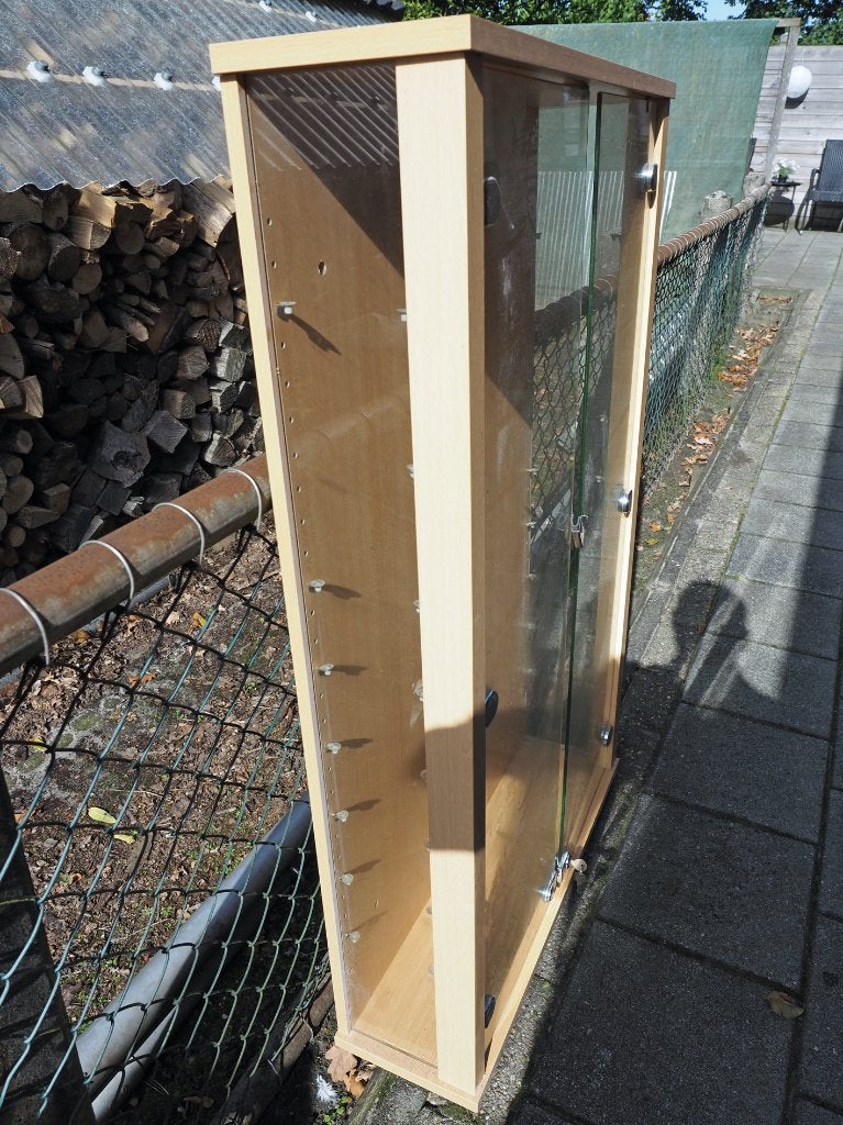 Vitrinekast, Huis en Inrichting, Ophalen, 100 tot 150 cm, Minder dan 25 cm, Gebruikt