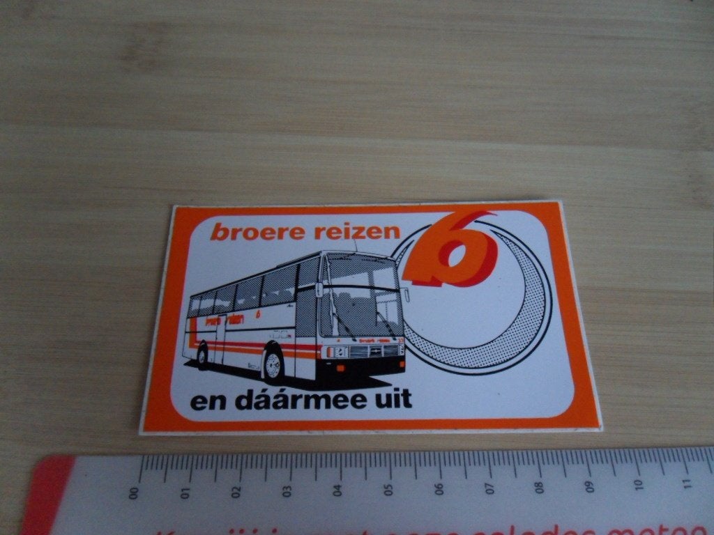 sticker bus touringcar BROERE REIZEN en dáármee uit, Ophalen, Zo goed als nieuw