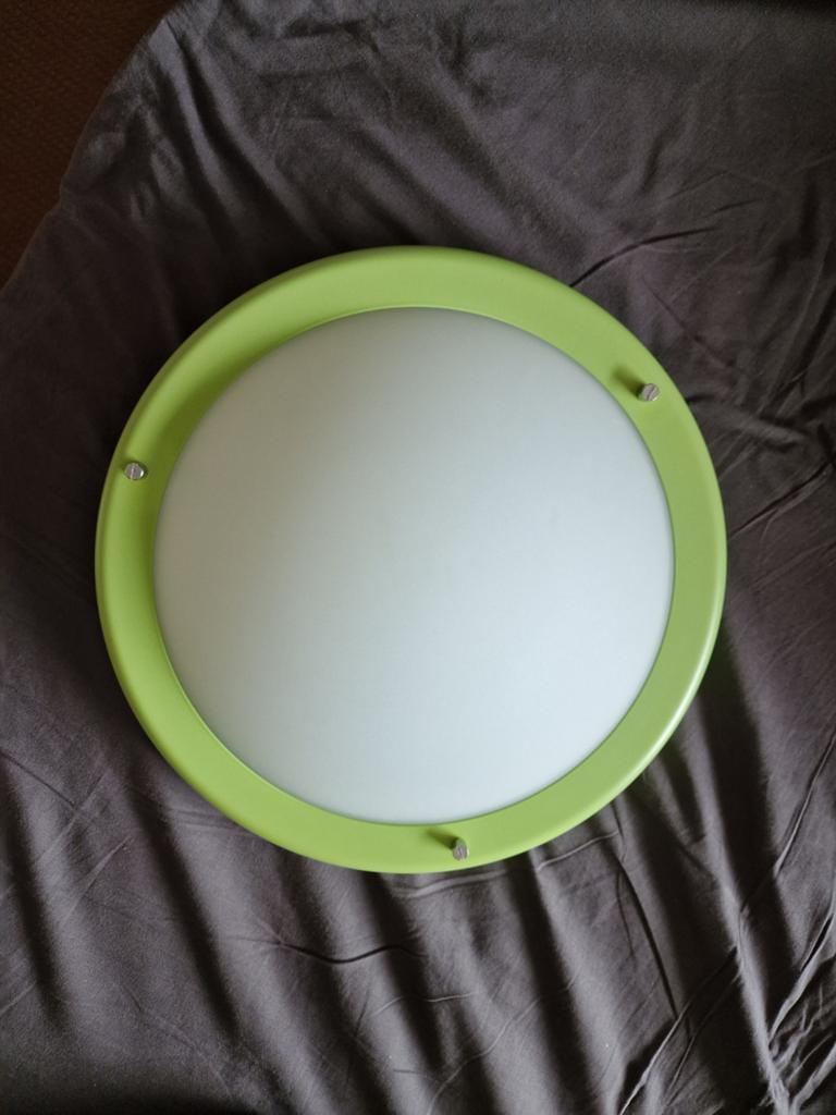 Groene plafondlamp, Huis en Inrichting, Lampen | Plafondlampen, Ophalen of Verzenden, Zo goed als nieuw, Metaal