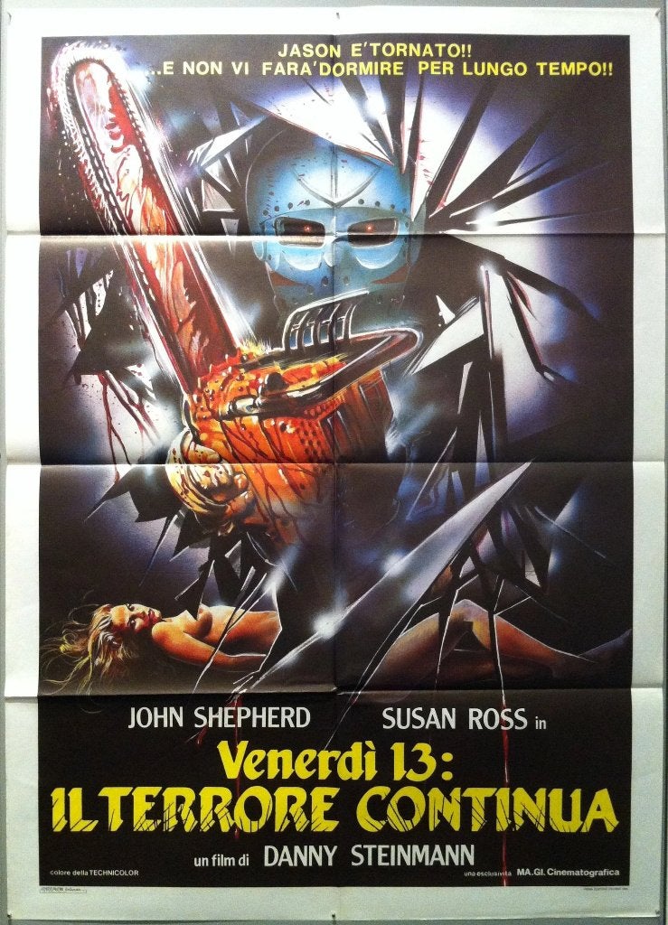 Friday the 13th origineel italiaanse film poster 1985 XXL, Verzamelen, Rechthoekig Staand, Verzenden, Deurposter of groter, Zo goed als nieuw