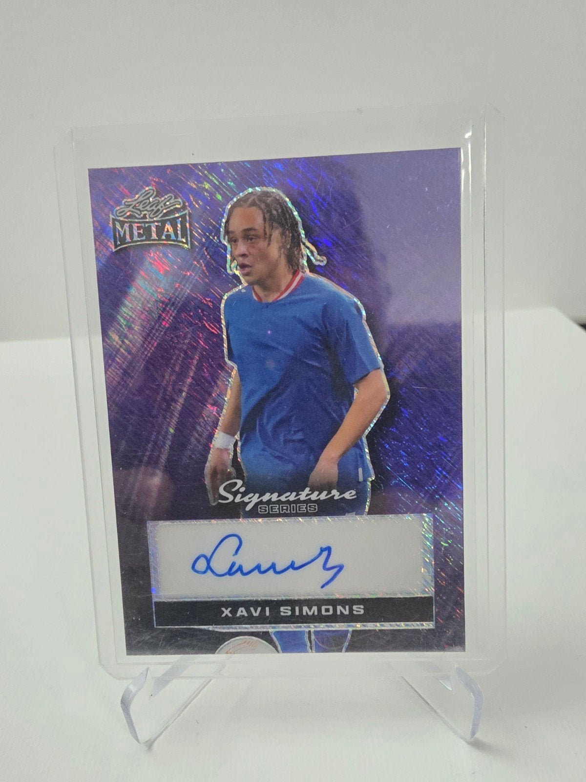 Xavi Simons Leaf Metal Auto 1/1 Autograph Kaart Inc verzende, Verzamelen, Ophalen of Verzenden, Zo goed als nieuw, Buitenlandse clubs