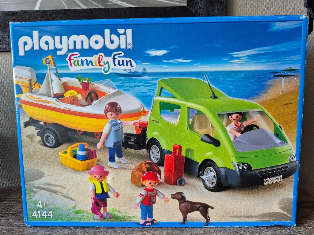 Playmobil family fun auto met boot, Ophalen of Verzenden, Gebruikt, Complete set