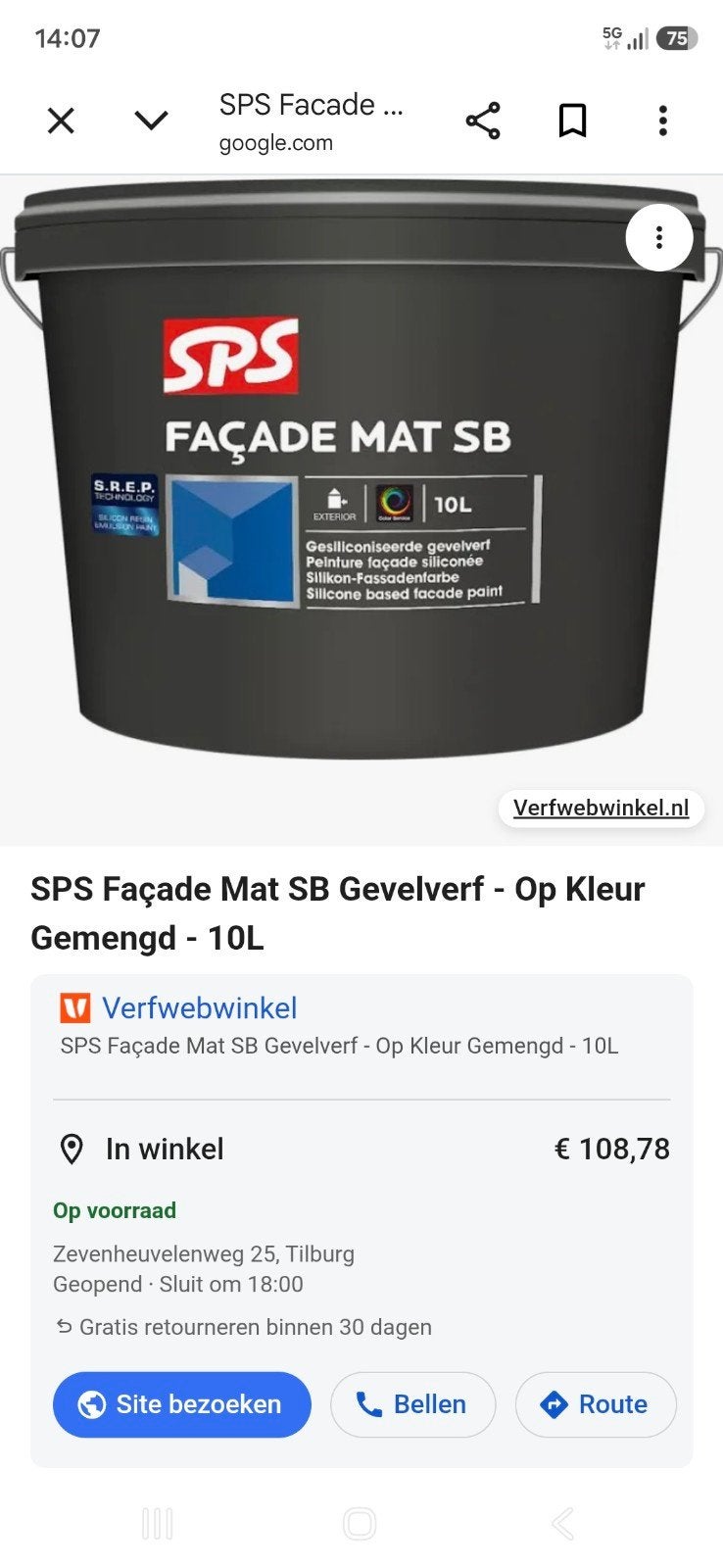 facade mat sb Sps 10ltr, Ophalen of Verzenden, Nieuw, Wit