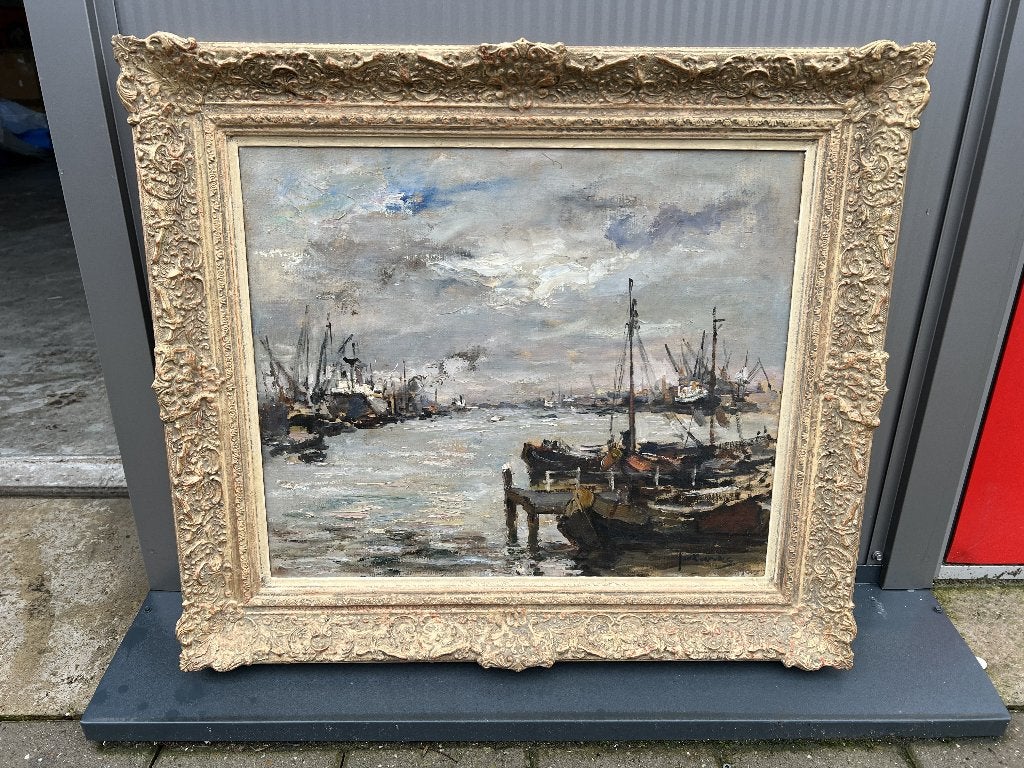 Jan Korthals, Havengezicht Amsterdam, Ophalen of Verzenden
