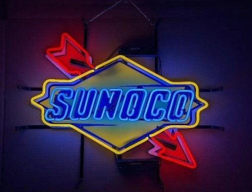 Sunoco USA reclame neon en veel andere garage showroom neons, Lichtbak of (neon) lamp, Nieuw, Ophalen of Verzenden, Info@americansaleshop.nl