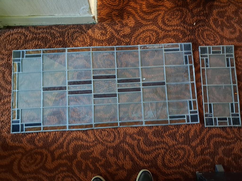 2x oude glas-in-lood, Doe-het-zelf en Verbouw, Glas en Ramen, Ophalen, Gebruikt, Minder dan 80 cm, Glas in lood