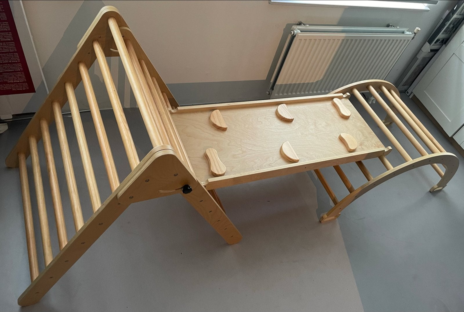 3-delig houten klimrek met glijbaan/boulderplank, Kinderen en Baby's, Speelgoed | Buiten | Speeltoestellen, Ophalen, Gebruikt