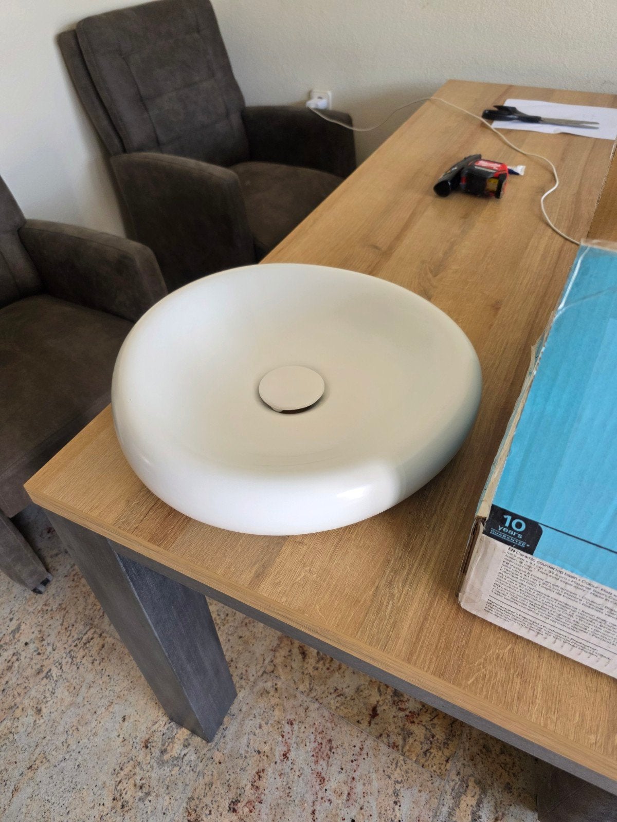 Mooie Witte Opbouw Wastafel incl Syfon en Click-Clack Plug, Ophalen of Verzenden, Nieuw, Koper, Wastafel