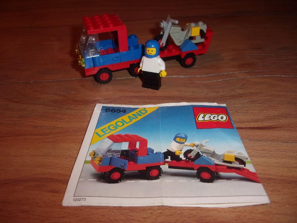 Lego Town 6654-1 Motorcycle Transport uit 1983, Ophalen of Verzenden, Gebruikt, Complete set, Lego