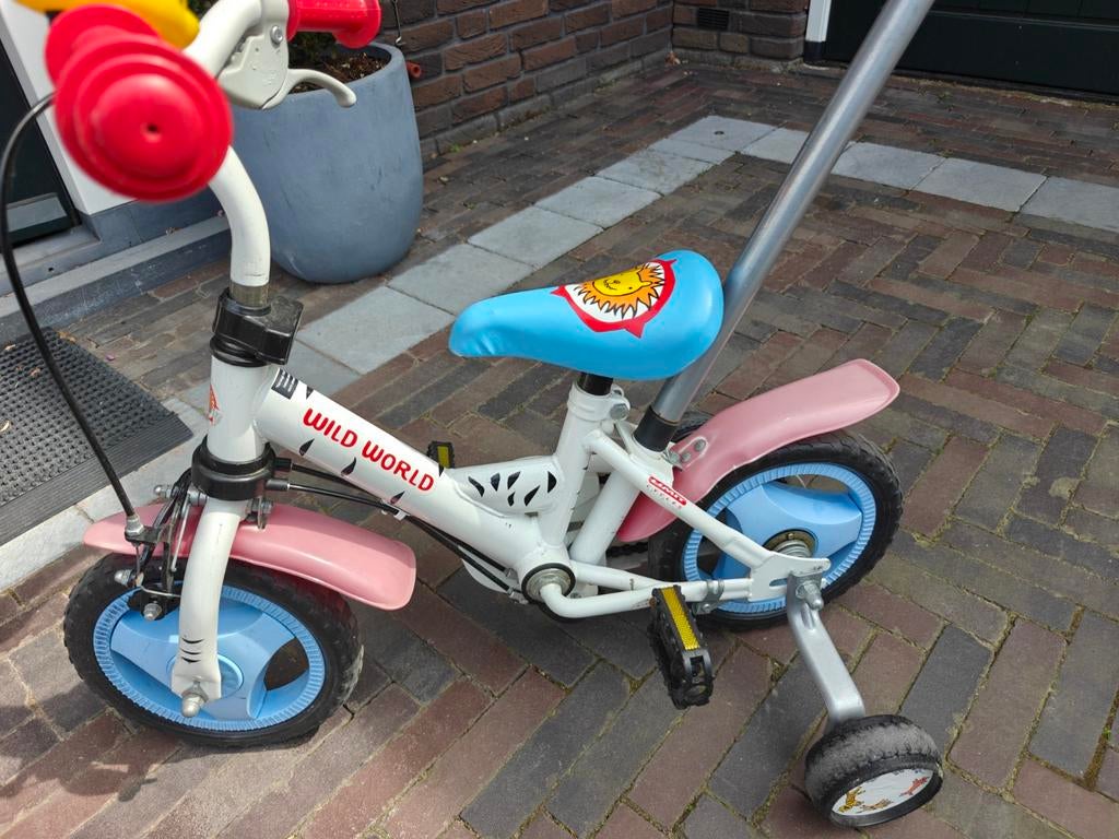 Kinderfietsje met duwstang, Ophalen, Zijwieltjes, Gebruikt, Wild World