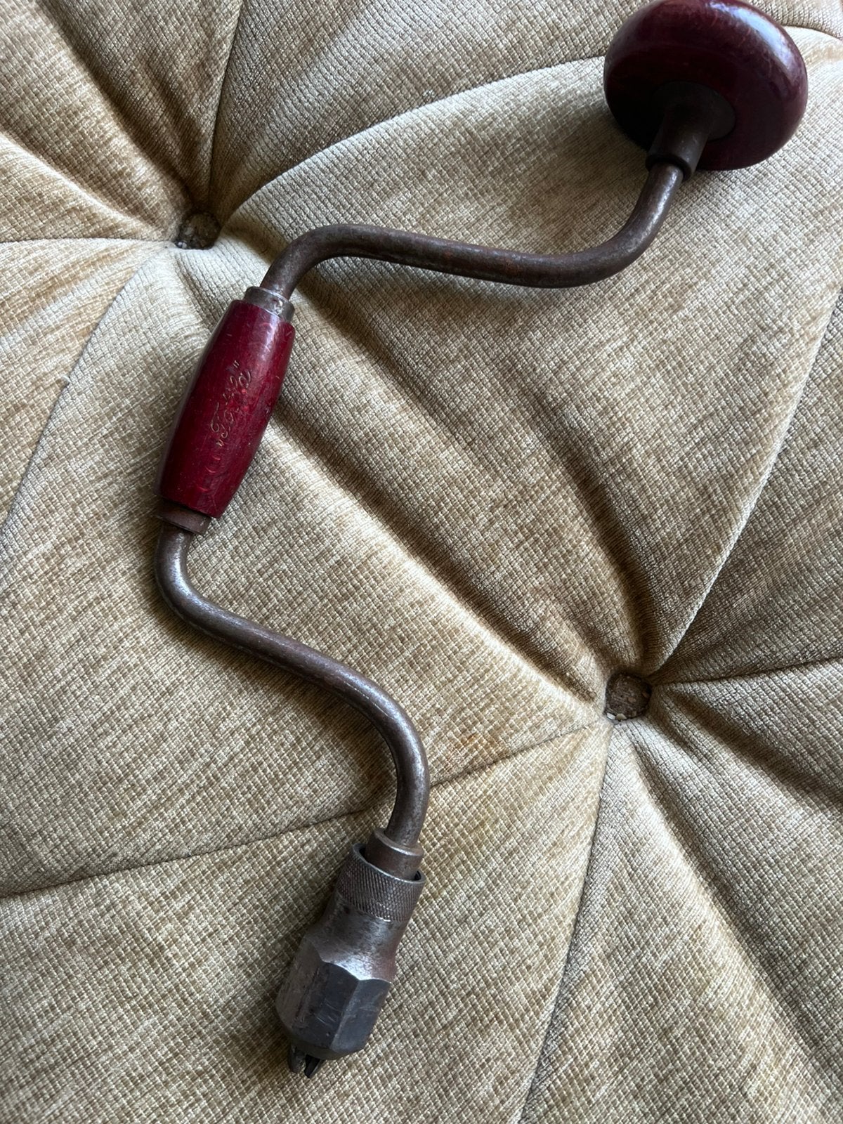 Vintage Handboor Jaren '50 Hout / Metaal., Antiek en Kunst, Ophalen of Verzenden