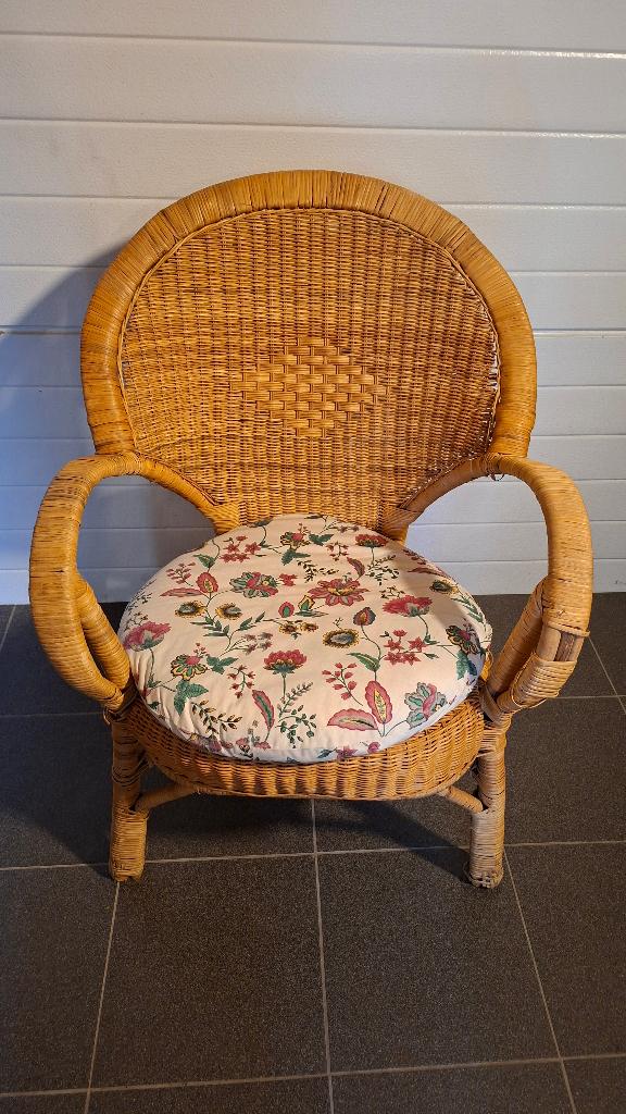 Rieten Stoel met Kussen, Ophalen, Gebruikt, Overige kleuren, Riet of Rotan