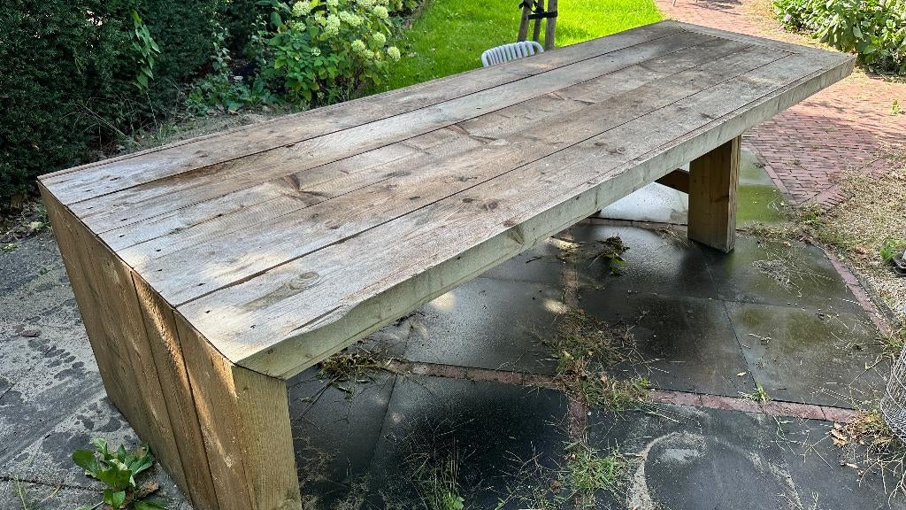 XXL steigerhouten tuintafel – 345 cm – 11 personen, Tuin en Terras, Tuintafels, Ophalen, Gebruikt, Rechthoekig, Hout