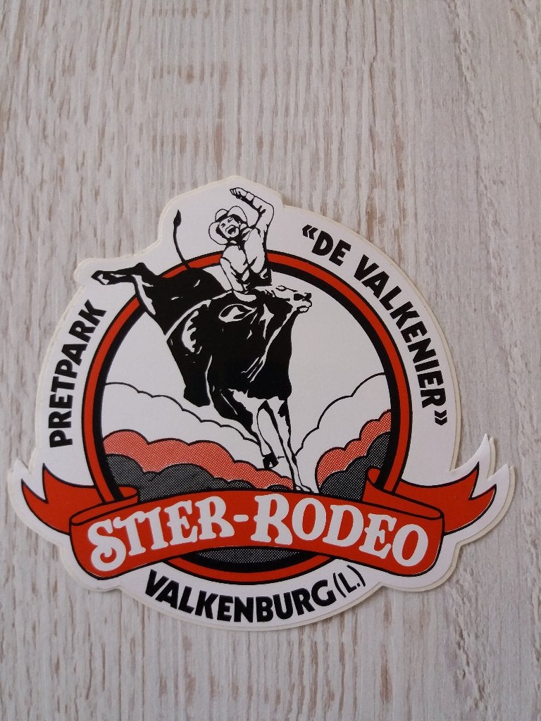 sticker Pretpark DE VALKENIER stier - rodeo te Valkenburg L, Ophalen of Verzenden, Zo goed als nieuw, Bedrijf of Vereniging