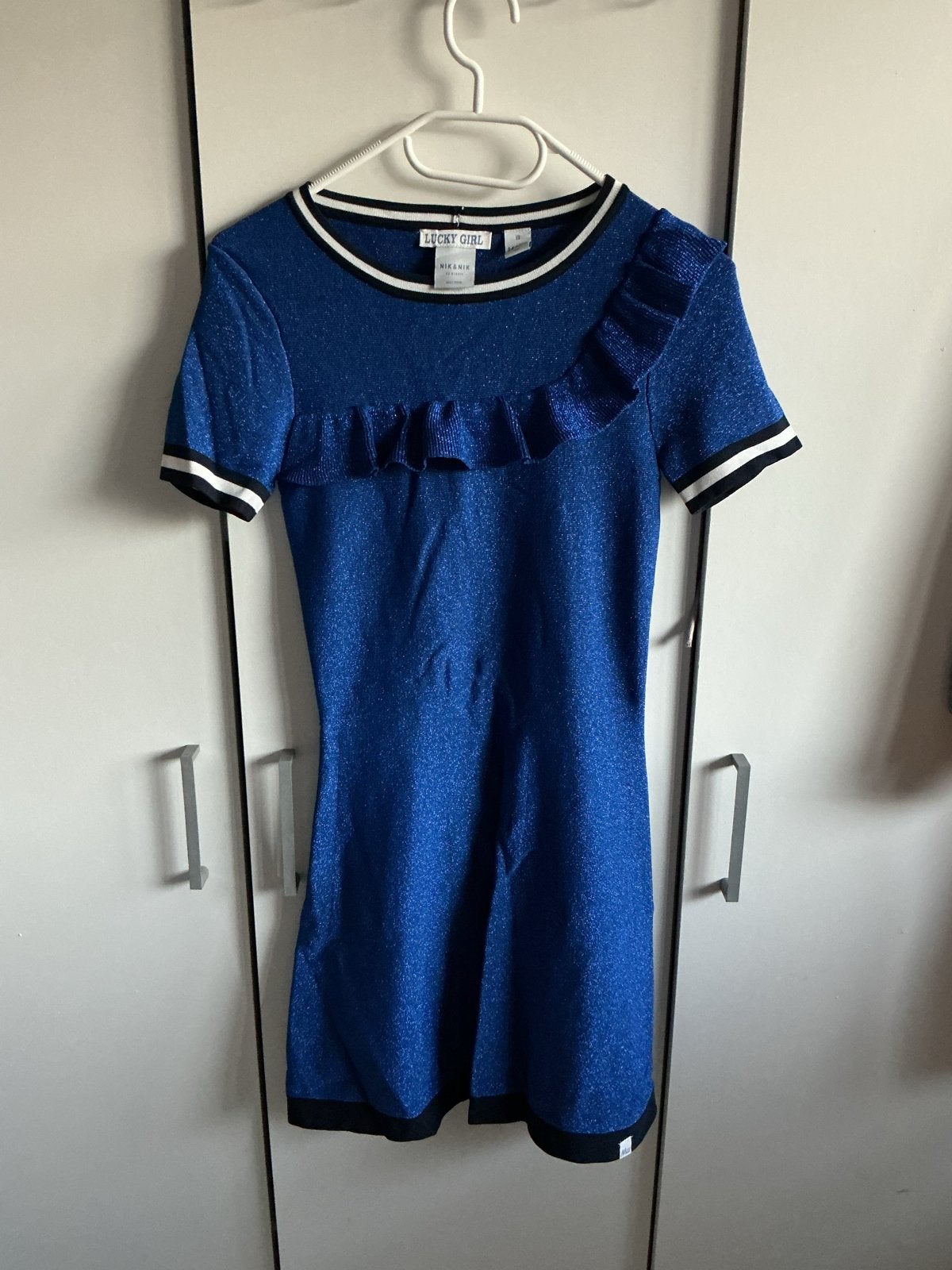 Nikkie jurk Lucky Girl blauw maat 14/164, Ophalen of Verzenden, Zo goed als nieuw, Meisje, Jurk of Rok