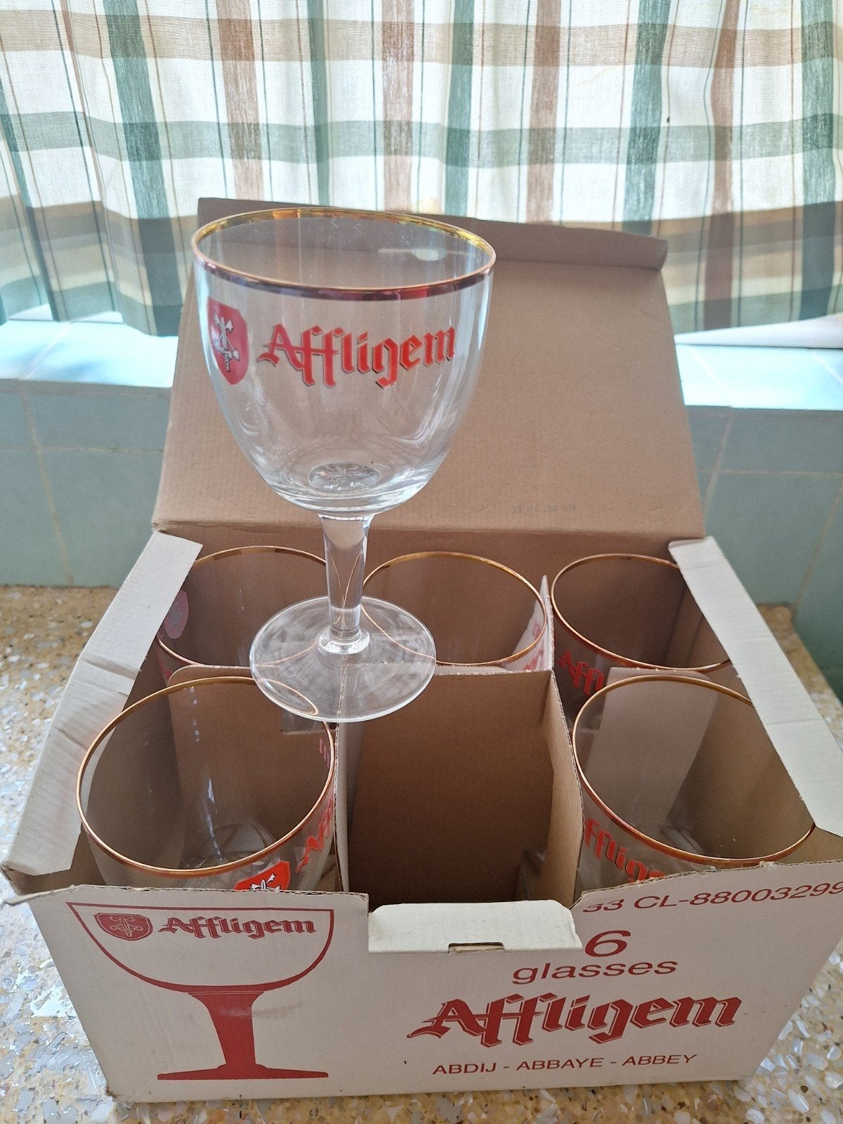 Affligem bierglazen - Set van 4 in originele doos, Ophalen, Nieuw, Meerkleurig, Overige merken