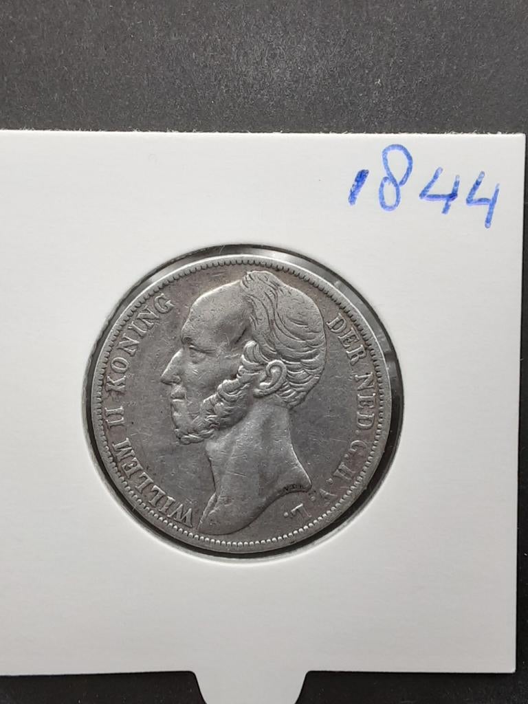 1 gulden 1844 koning Willem II, 1 gulden, Zilver, Ophalen of Verzenden, Losse munt