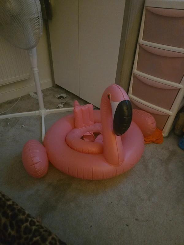 Roze opblaasbare flamingo zwemband, Ophalen of Verzenden, Gebruikt