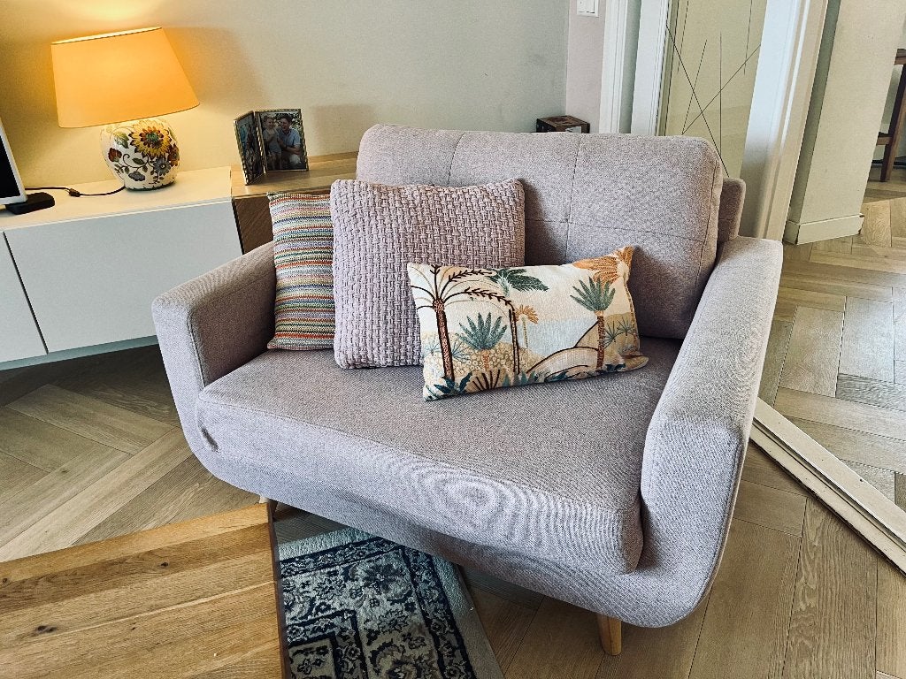 Comfortabele Loveseat - Roze Stof, Ophalen, Gebruikt, 75 tot 100 cm, 125 cm of meer