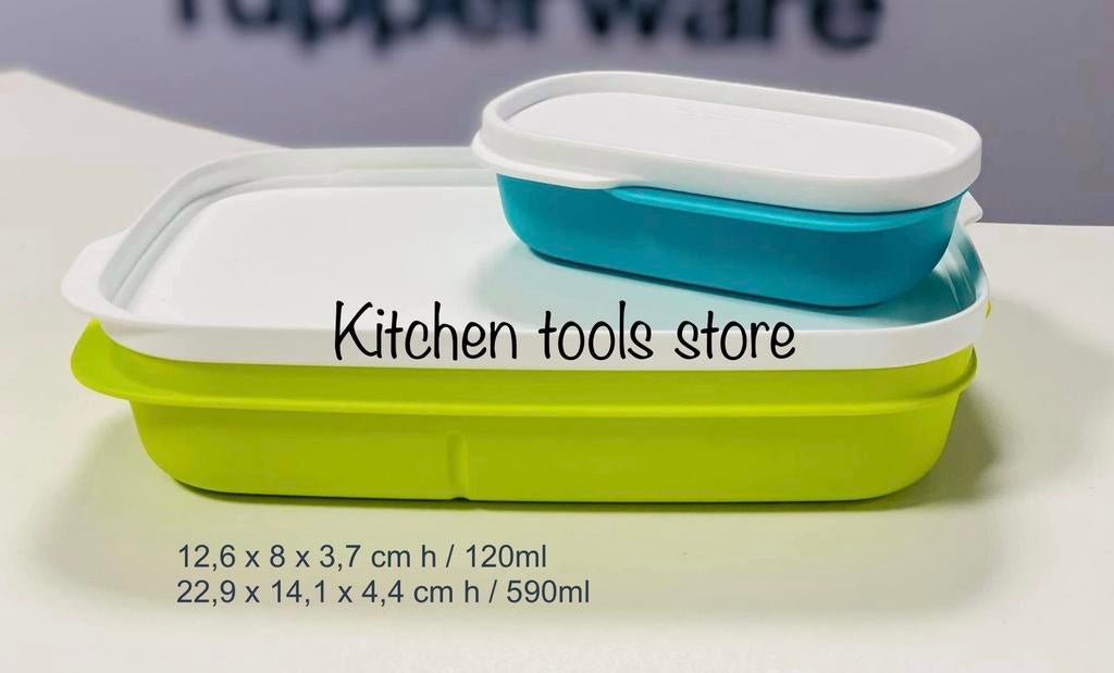 Tupperware bento duo lunchbox set 590ml + 120ml op voorraad, Ophalen of Verzenden, Nieuw, Bus of Trommel