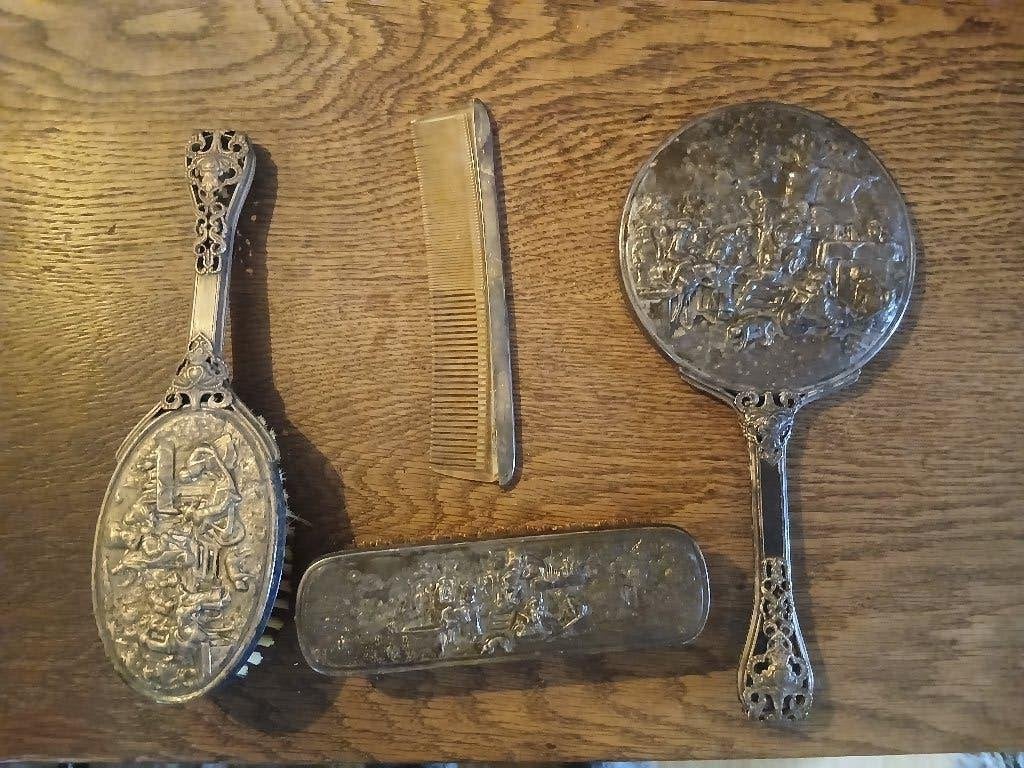 handspiegel set retro vintage antiek, Antiek en Kunst, Ophalen of Verzenden, Overige vormen, Minder dan 50 cm, Minder dan 100 cm
