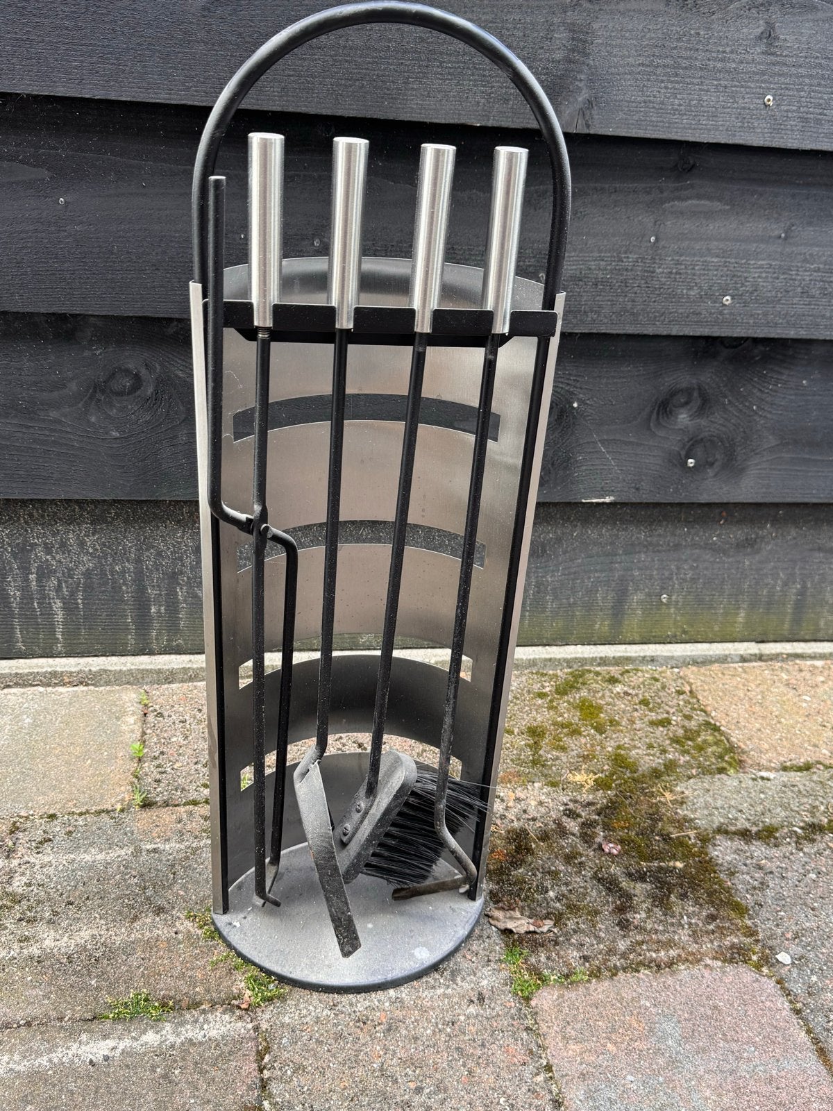 Openhaard set RVS - Schoonmaak spullen haard, Gebruikt, Ophalen of Verzenden, Zilver, Metaal