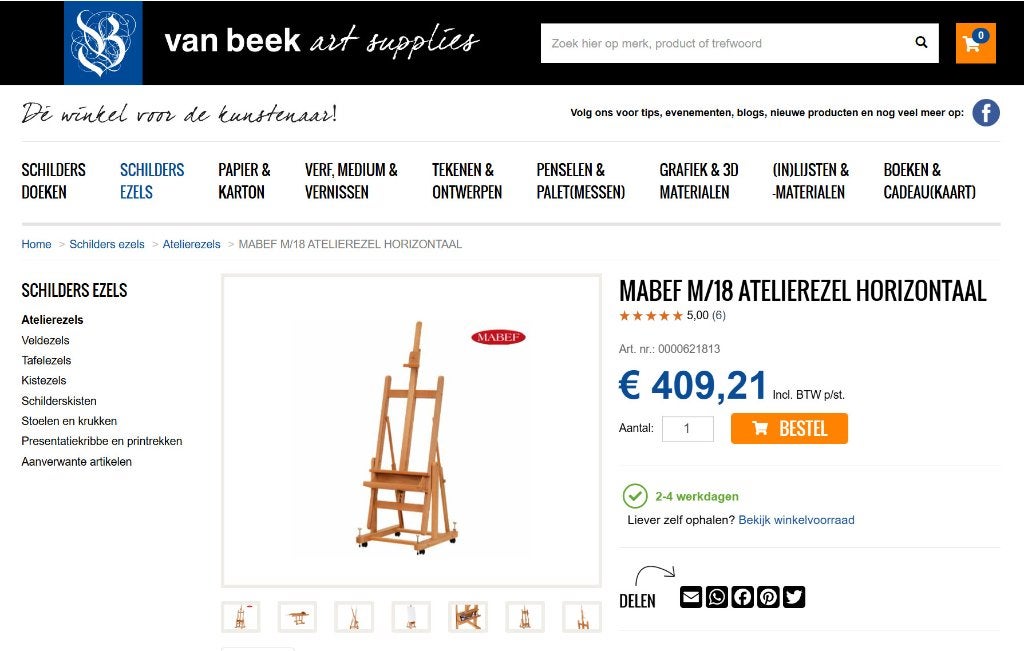 MABEF M/18 atelier-ezel horizontaal schildersezel, Ophalen, Gebruikt, Ezel