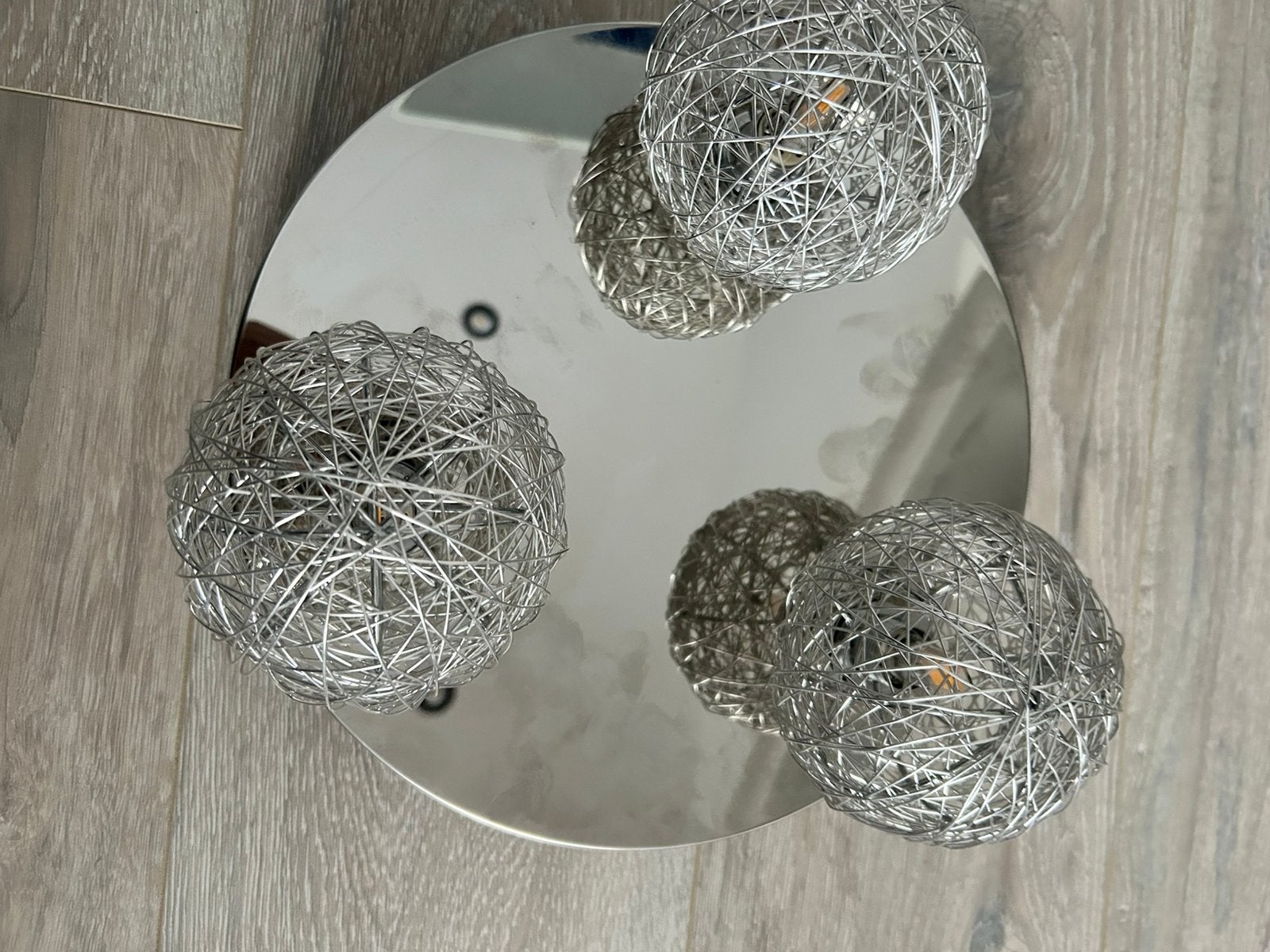 Mooie plafonniere, Huis en Inrichting, Ophalen, Zilver, Zo goed als nieuw, Plafondlamp