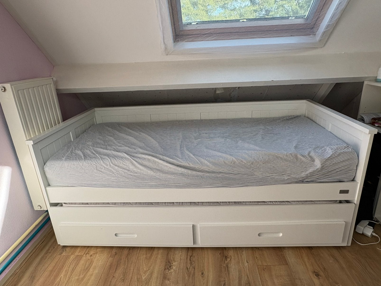 Bedbank met uitschuifbed, Kinderen en Baby's, Ophalen, 85 tot 100 cm, Gebruikt, Lattenbodem