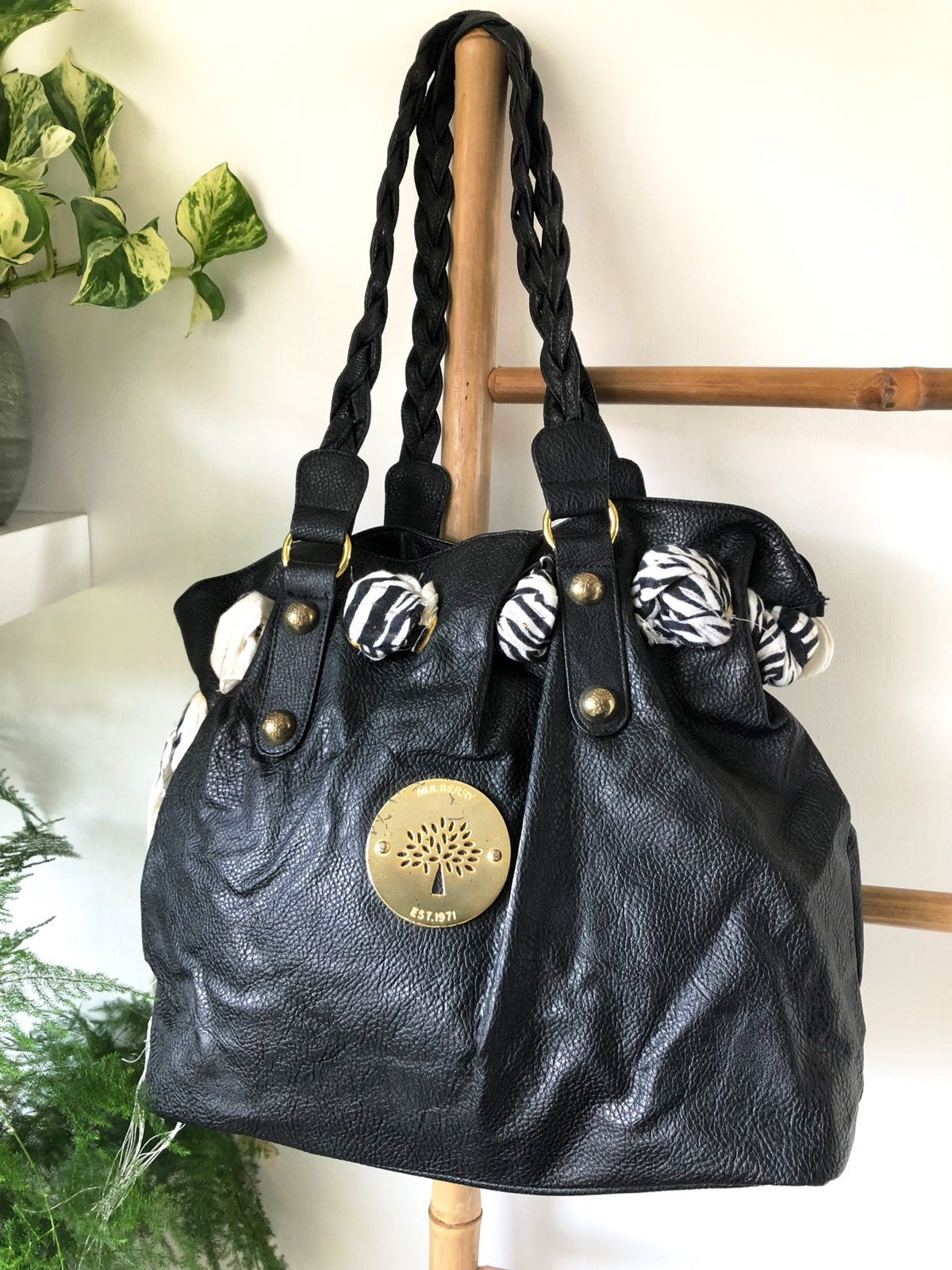 Handtas Zwart met Zebra details leder look, Ophalen of Verzenden, Gebruikt, Zwart, Handtas
