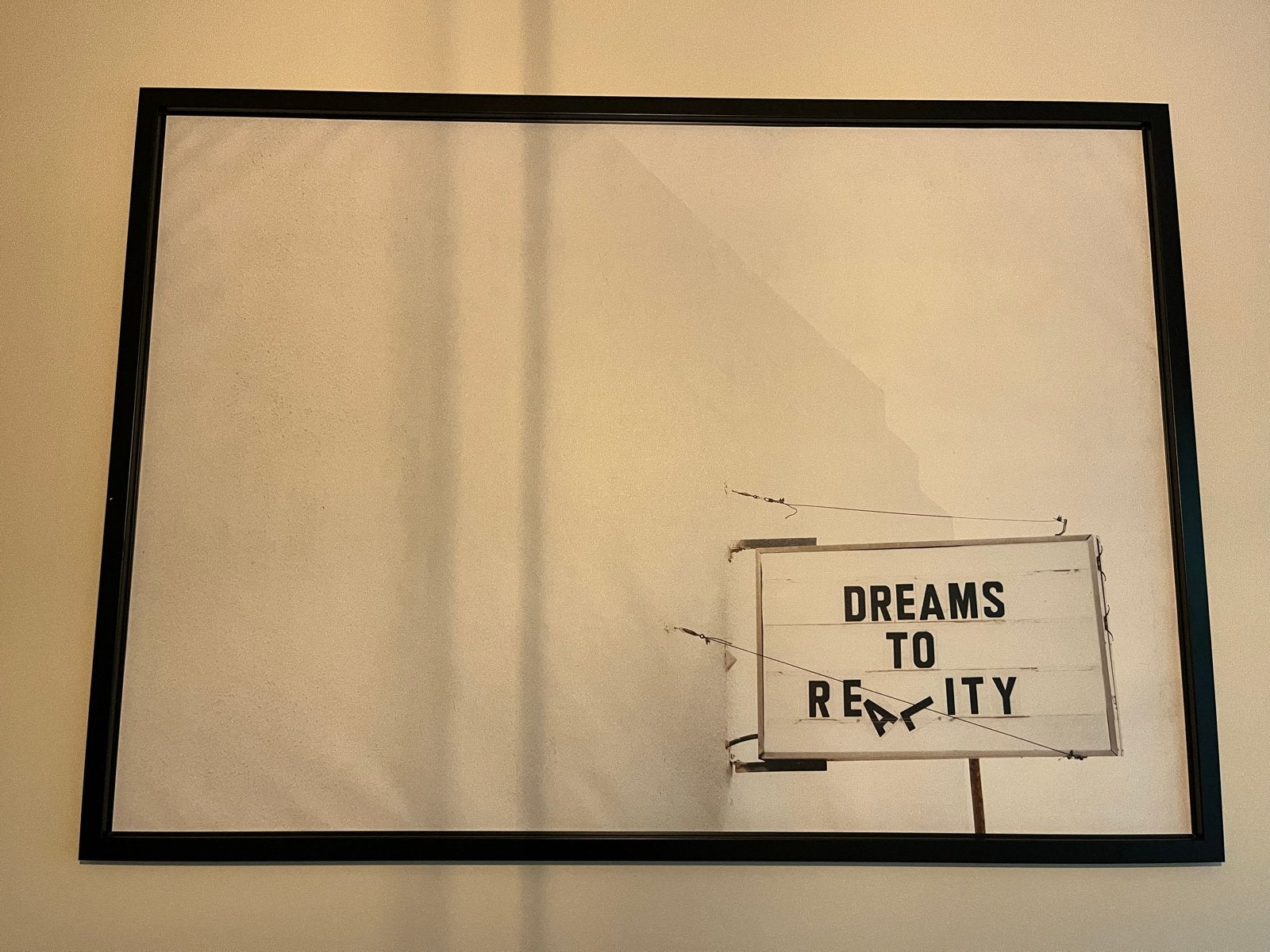 Modern schilderij 'Dreams to Reality' met zwarte lijst, Ophalen, Ingelijst, Print, Hout