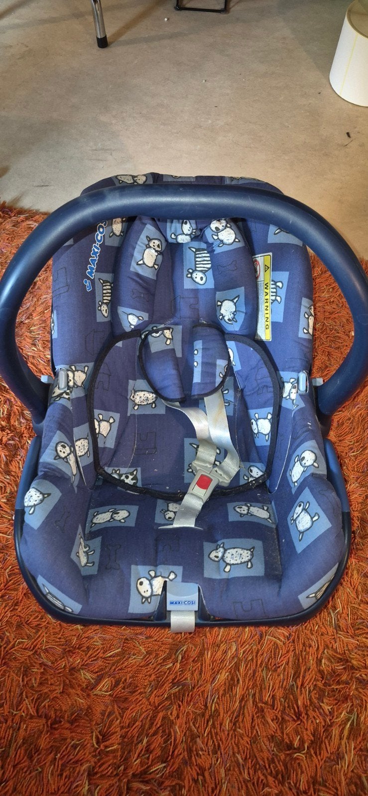 Maxi-Cosi autostoel blauw met dierenprint, Ophalen of Verzenden, 0 t/m 13 kg, Maxi-Cosi, Gebruikt