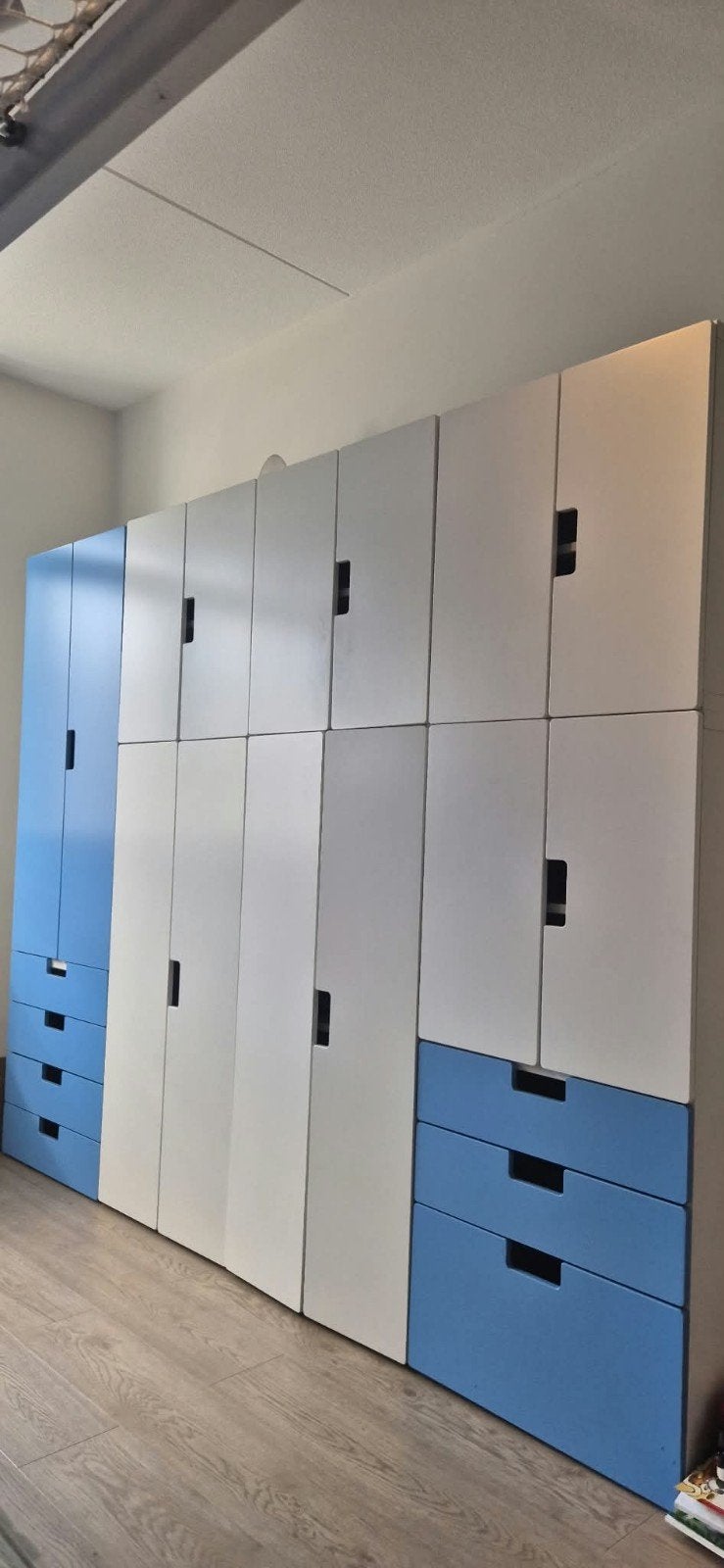 Ikea stuva kastenwand wit/blauw, Ophalen, Gebruikt, 50 tot 70 cm, 105 cm of meer