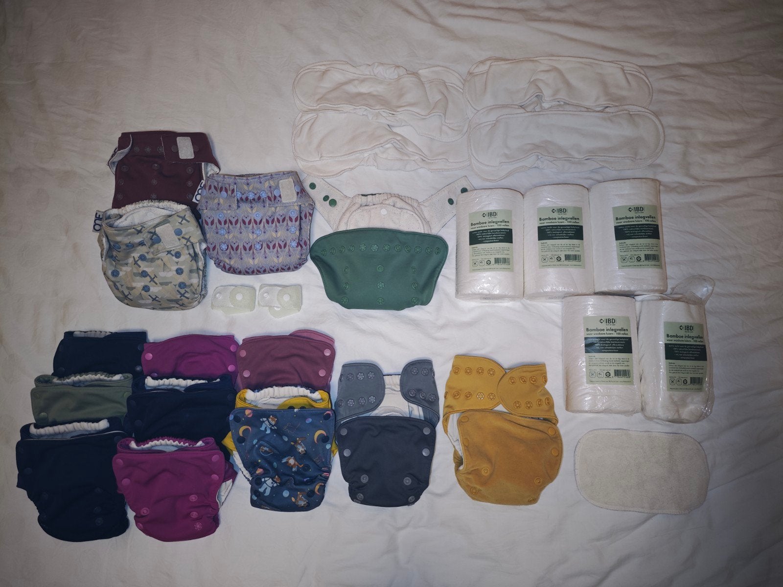 Set wasbare luiers (14 stuks) met accessoires, Ophalen of Verzenden, Gebruikt