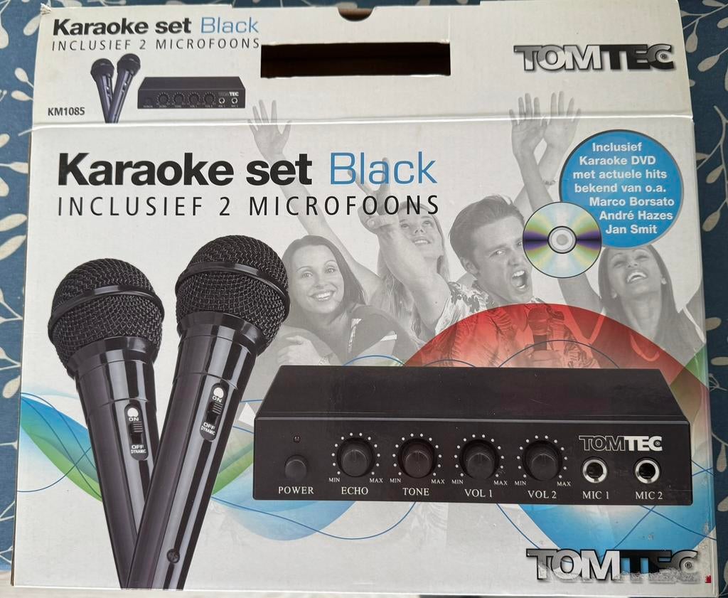Karaoke set Tomtec 2 microfoons en DVD, Ophalen, Zo goed als nieuw