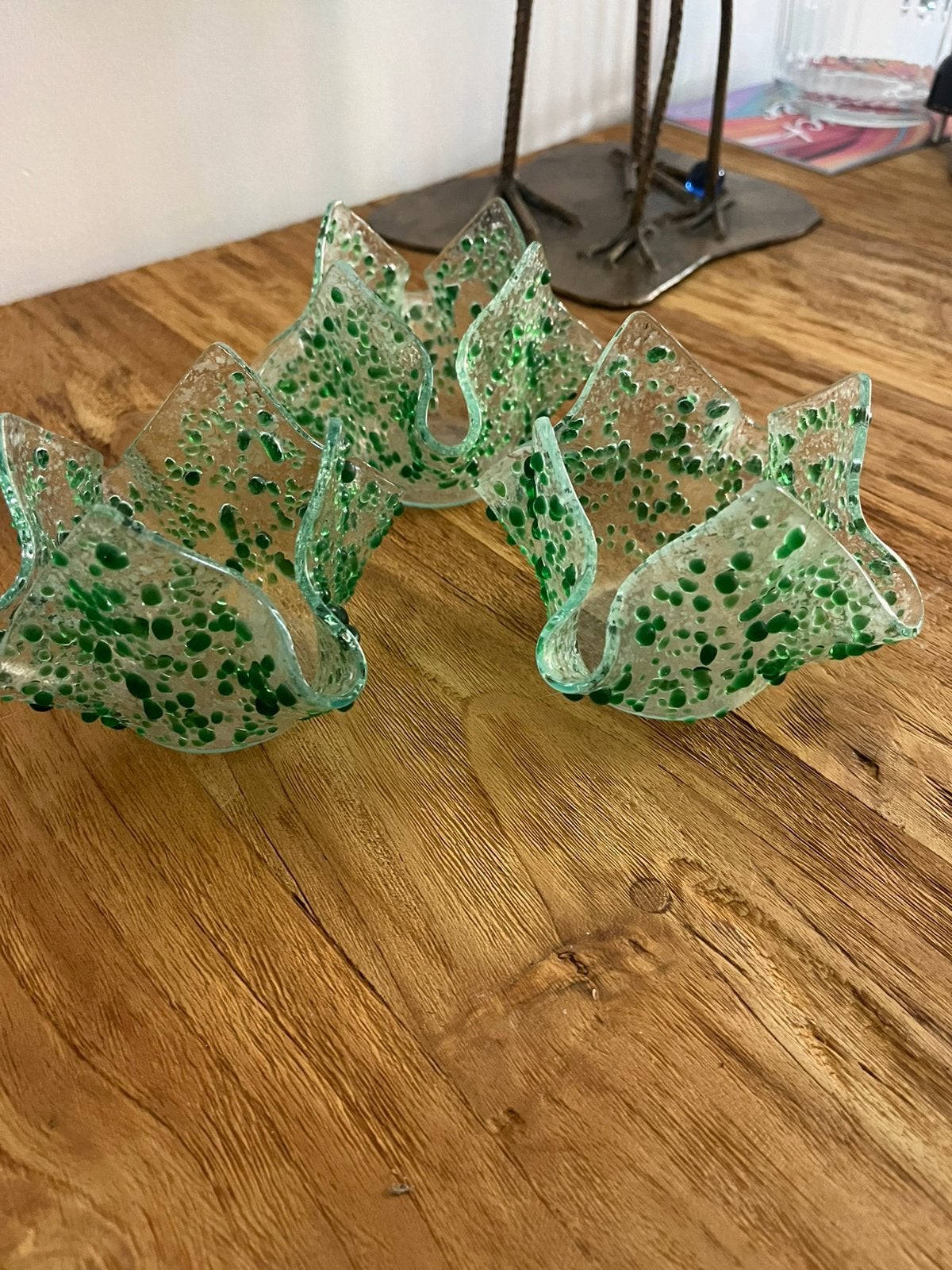 Waxinelichtjes glas gevormd deco art, Ophalen of Verzenden