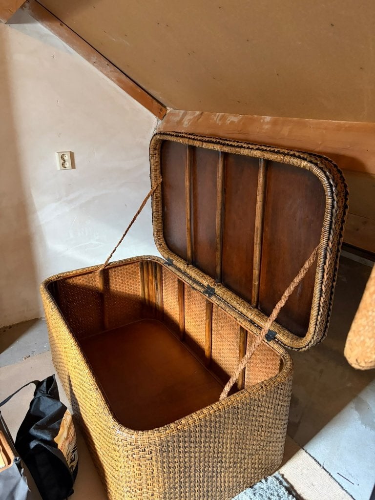 Rieten opberg kist vintage, Huis en Inrichting, Ophalen, 50 tot 100 cm, Minder dan 50 cm
