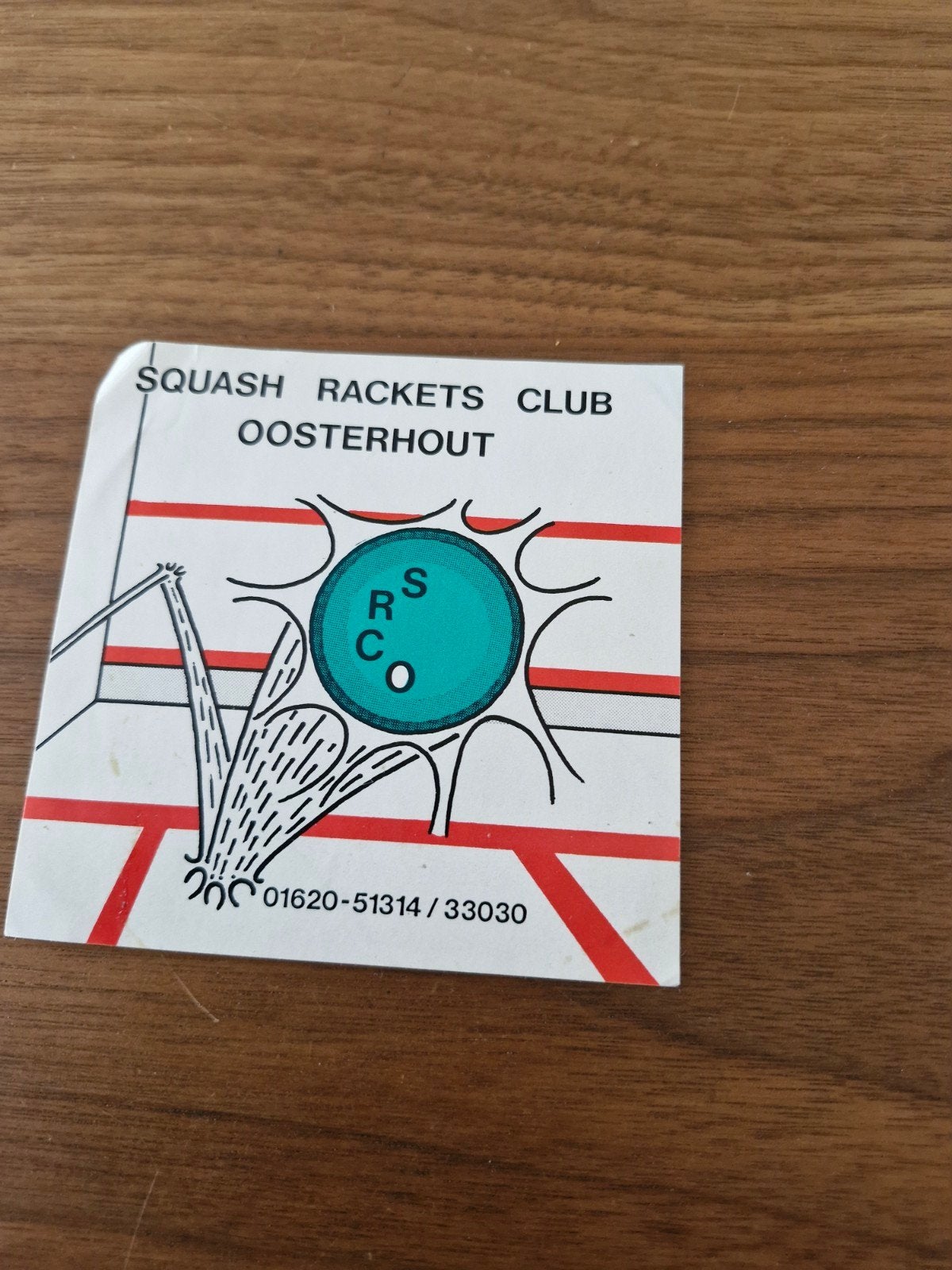 11095 Vintage Sticker Squash Rackets Club Oosterhout, Verzamelen, Stickers, Ophalen of Verzenden, Gebruikt, Sport