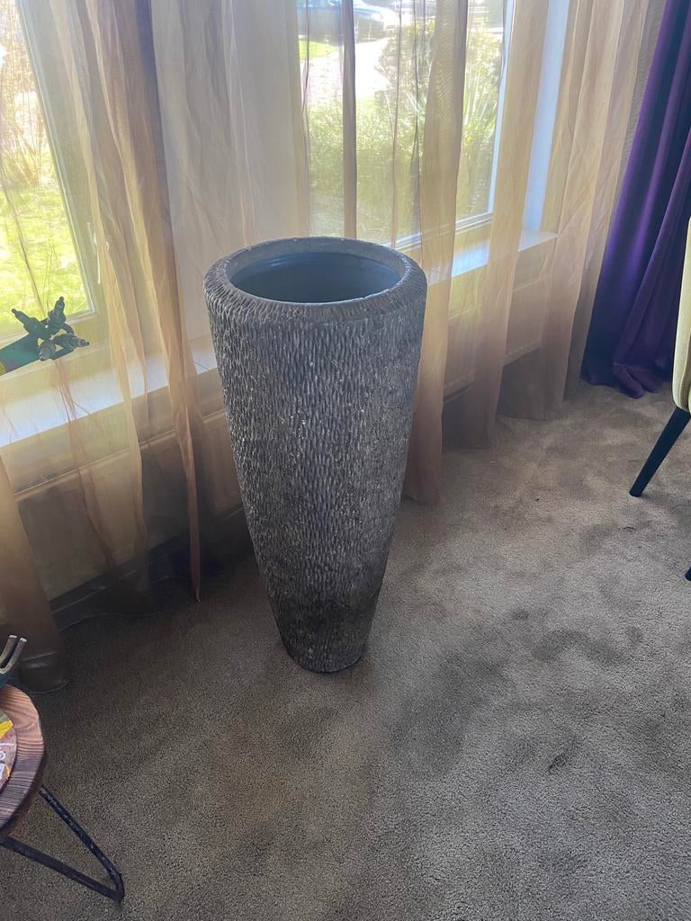Polystone bloempot, Kunststof, Gebruikt, Rond, Balkon