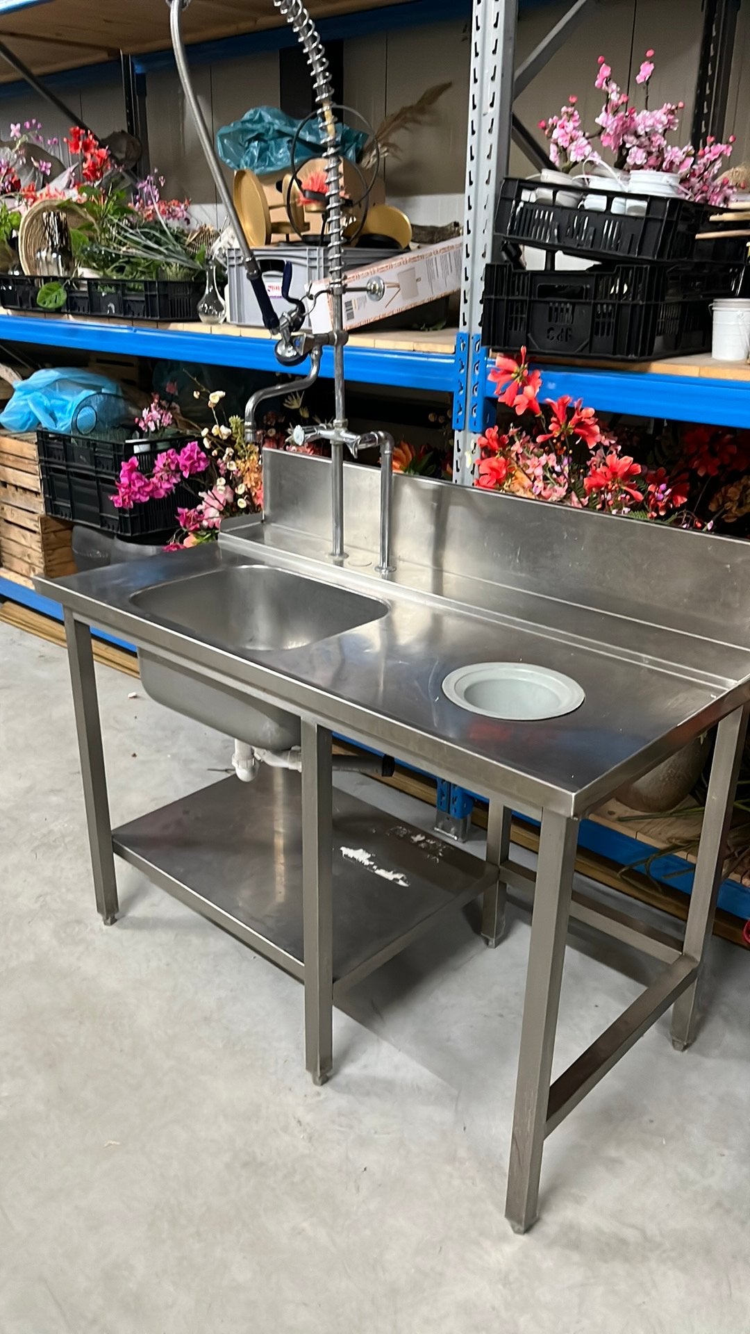 Rvs spoeltafel, Ophalen, Gebruikt, 100 tot 150 cm, Minder dan 100 cm