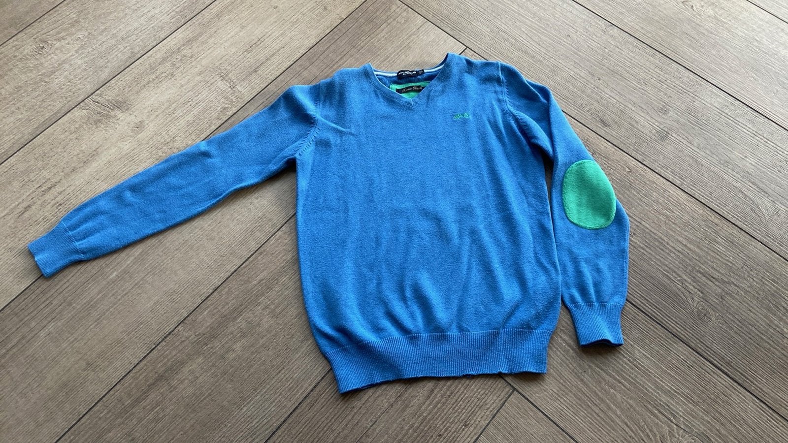 McGregor trui blauw maat 140 met elleboogstukken, Kinderen en Baby's, Kinderkleding | Maat 140, Ophalen of Verzenden, Gebruikt
